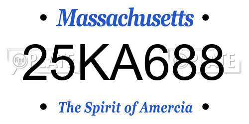 25KA688 Massachusetts License Plate
