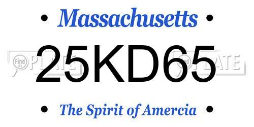 25KD65 Massachusetts License Plate