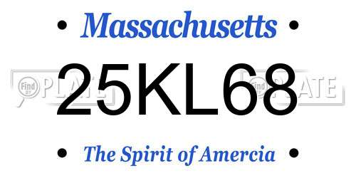 25KL68 Massachusetts License Plate