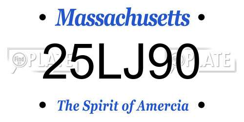 25LJ90 Massachusetts License Plate