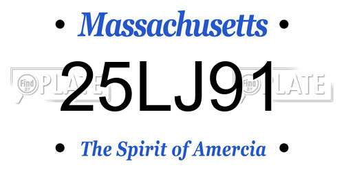 25LJ91 Massachusetts License Plate