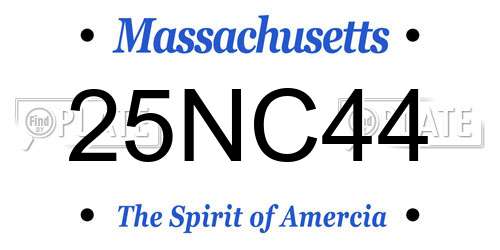25NC44 Massachusetts License Plate