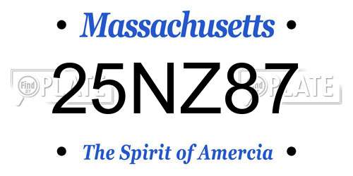 25NZ87 Massachusetts License Plate