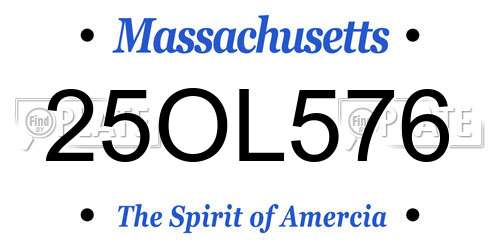 25OL576 Massachusetts License Plate