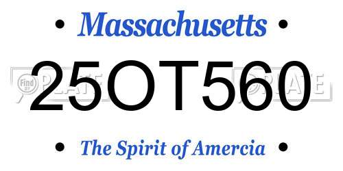 25OT560 Massachusetts License Plate