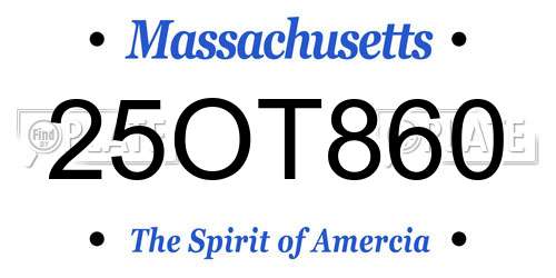 25OT860 Massachusetts License Plate