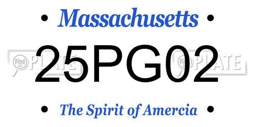 25PG02 Massachusetts License Plate