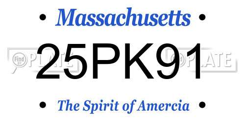 25PK91 Massachusetts License Plate