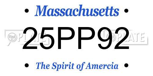 25PP92 Massachusetts License Plate