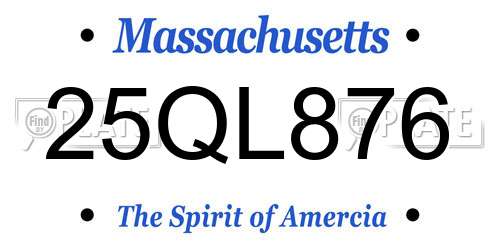 25QL876 Massachusetts License Plate