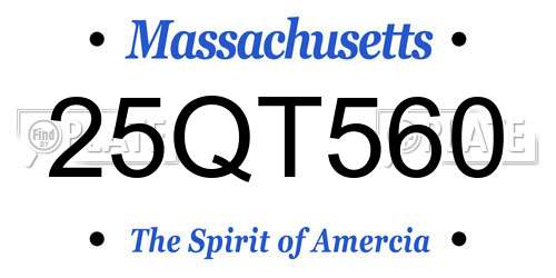 25QT560 Massachusetts License Plate