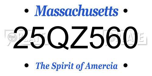 25QZ560 Massachusetts License Plate
