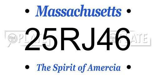 25RJ46 Massachusetts License Plate