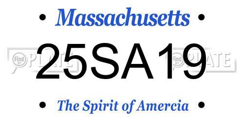 25SA19 Massachusetts License Plate