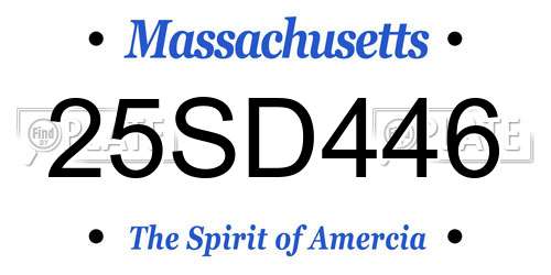 25SD446 Massachusetts License Plate