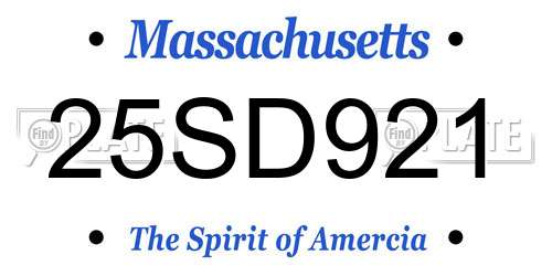 25SD921 Massachusetts License Plate