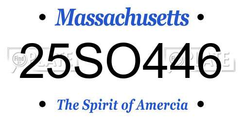 25SO446 Massachusetts License Plate
