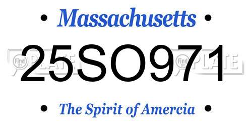 25SO971 Massachusetts License Plate