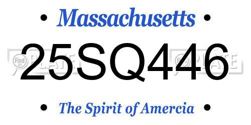25SQ446 Massachusetts License Plate