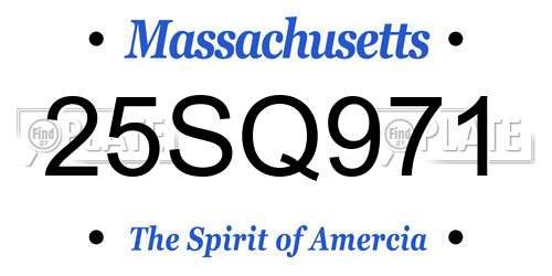 25SQ971 Massachusetts License Plate