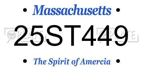 25ST449 Massachusetts License Plate