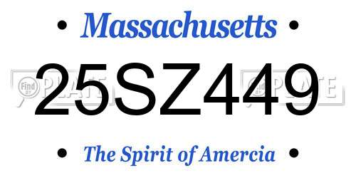 25SZ449 Massachusetts License Plate