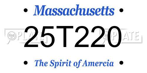 25T220 Massachusetts License Plate