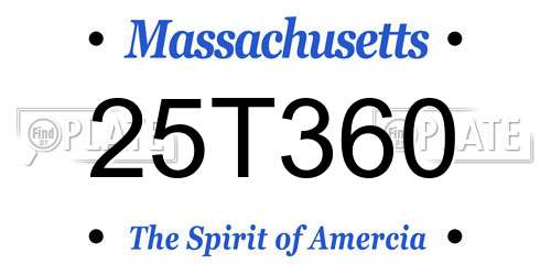 25T360 Massachusetts License Plate
