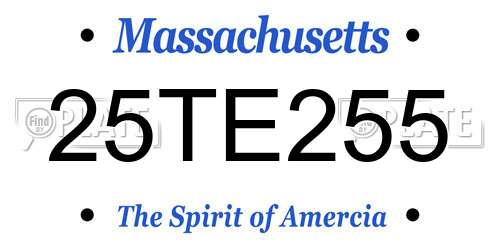 25TE255 Massachusetts License Plate