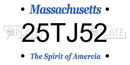 25TJ52 Massachusetts License Plate