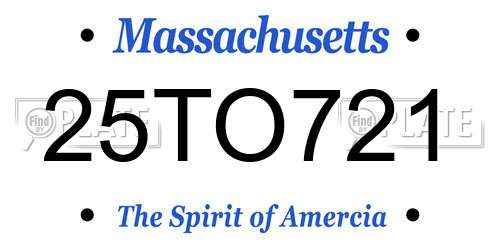 25TO721 Massachusetts License Plate