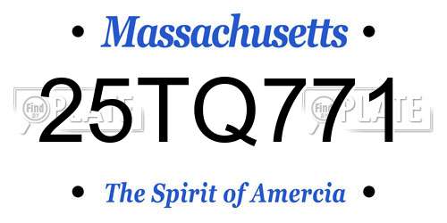25TQ771 Massachusetts License Plate