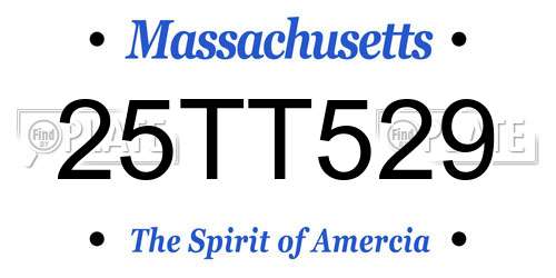 25TT529 Massachusetts License Plate