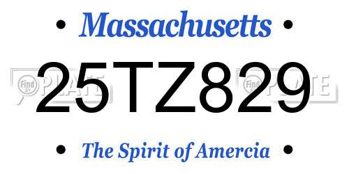 25TZ829 Massachusetts License Plate