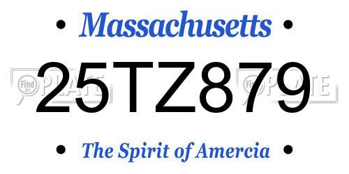25TZ879 Massachusetts License Plate