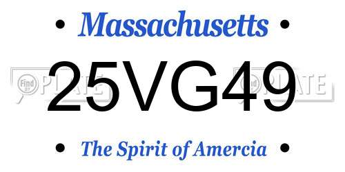 25VG49 Massachusetts License Plate