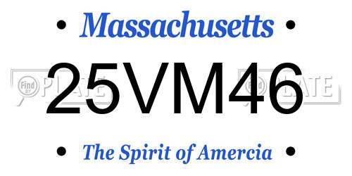 25VM46 Massachusetts License Plate