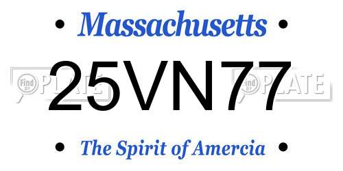 25VN77 Massachusetts License Plate