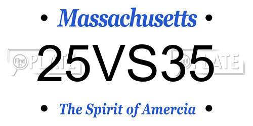 25VS35 Massachusetts License Plate