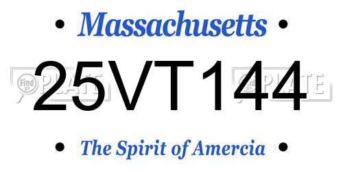 25VT144 Massachusetts License Plate