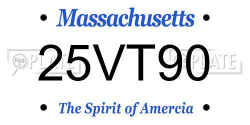 25VT90 Massachusetts License Plate