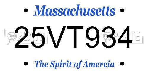 25VT934 Massachusetts License Plate