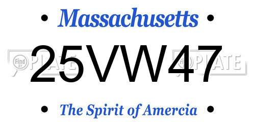 25VW47 Massachusetts License Plate