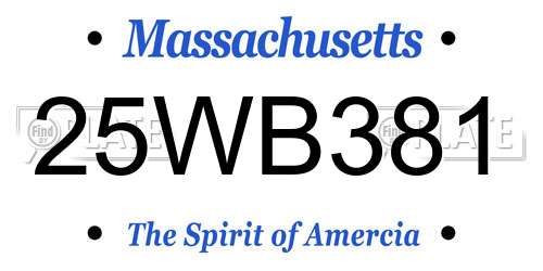 25WB381 Massachusetts License Plate
