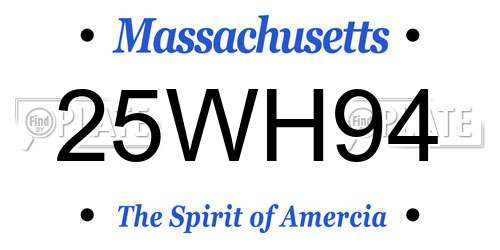 25WH94 Massachusetts License Plate