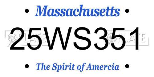 25WS351 Massachusetts License Plate