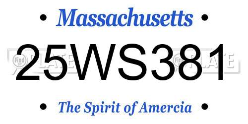 25WS381 Massachusetts License Plate