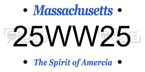 25WW25 Massachusetts License Plate