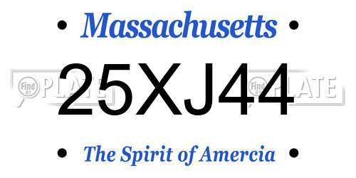 25XJ44 Massachusetts License Plate