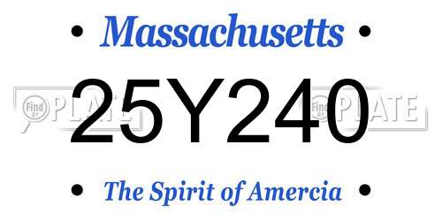 25Y240 Massachusetts License Plate